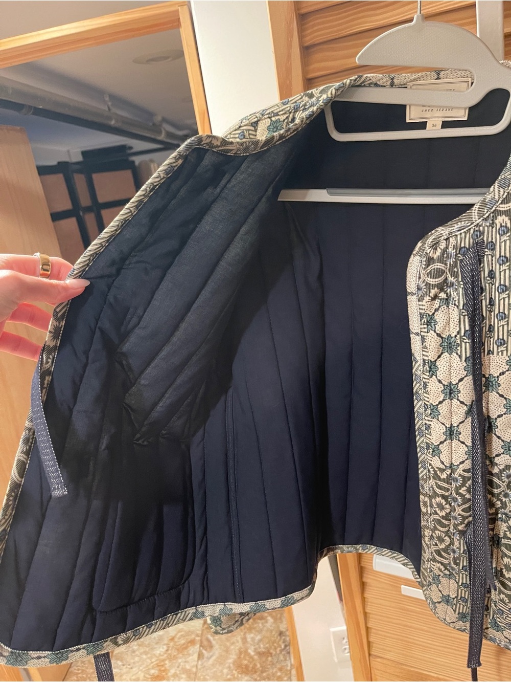 Sezane Saria Jacket - Sézane X Antoinette Poisson Dominote Patchwork Print - Picture 3 of 7